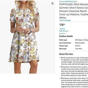 Patterned casual short sleeve dress (Never worn)